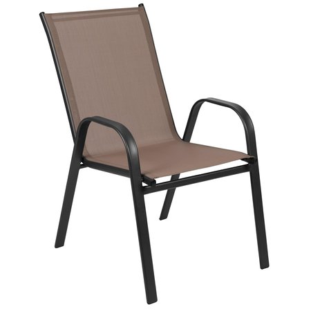 Flash Furniture 4PK Brown Outdoor Stack Chair w/ Flex Material 4-JJ-303C-B-GG
